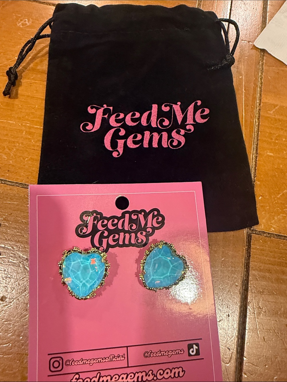 Feed Me Gems blue opal Aphrodite  Heart Stud Earrings